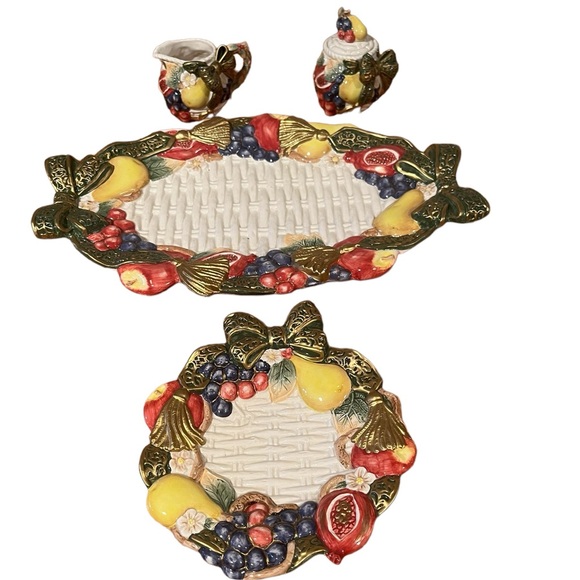 Omnibus by Fitz and Floyd plate, platter, cream and sugar - Picture 4 of 13